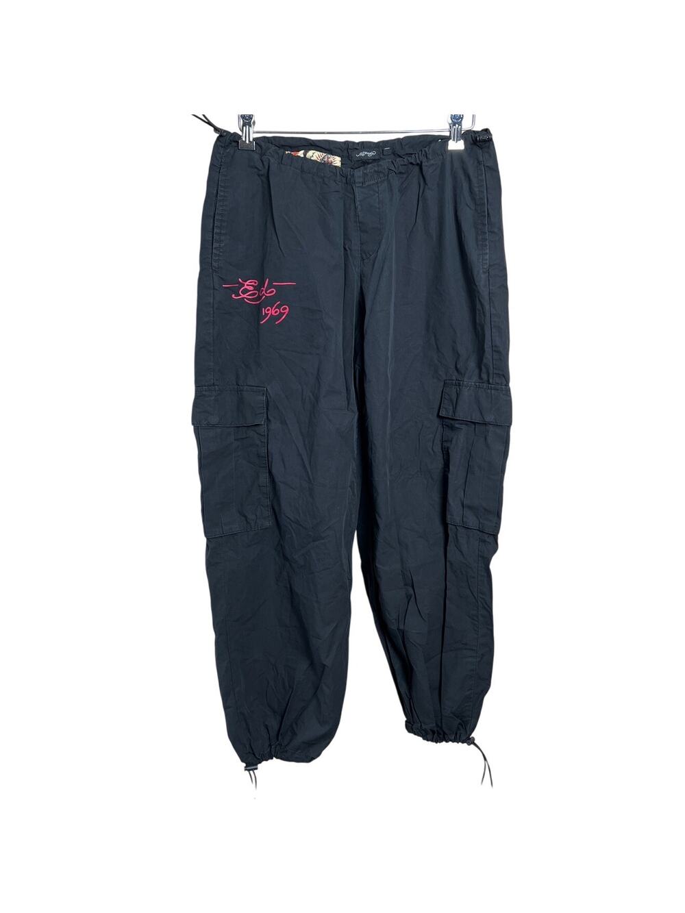 Ed Hardy Black Cargo Multipocket Graphic Pants Medium M EUC